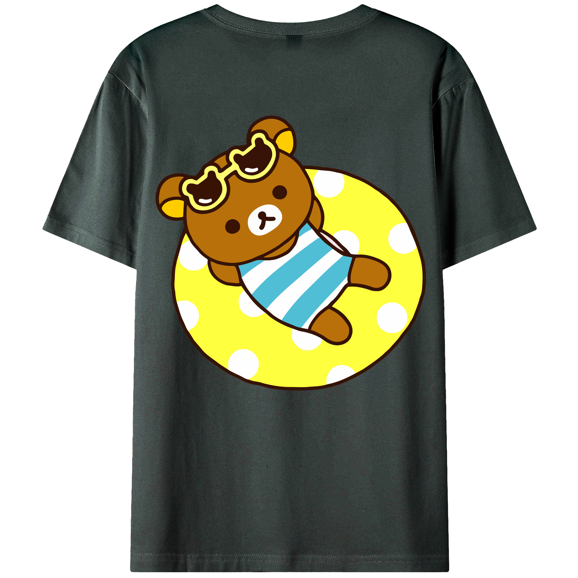 （画像用） リラックマ リラックマ キイロイトリ Rilakkuma Korilakkuma Kiiroitori 綿100％ メンズ半袖Tシャツ（バックプリント） 通気性